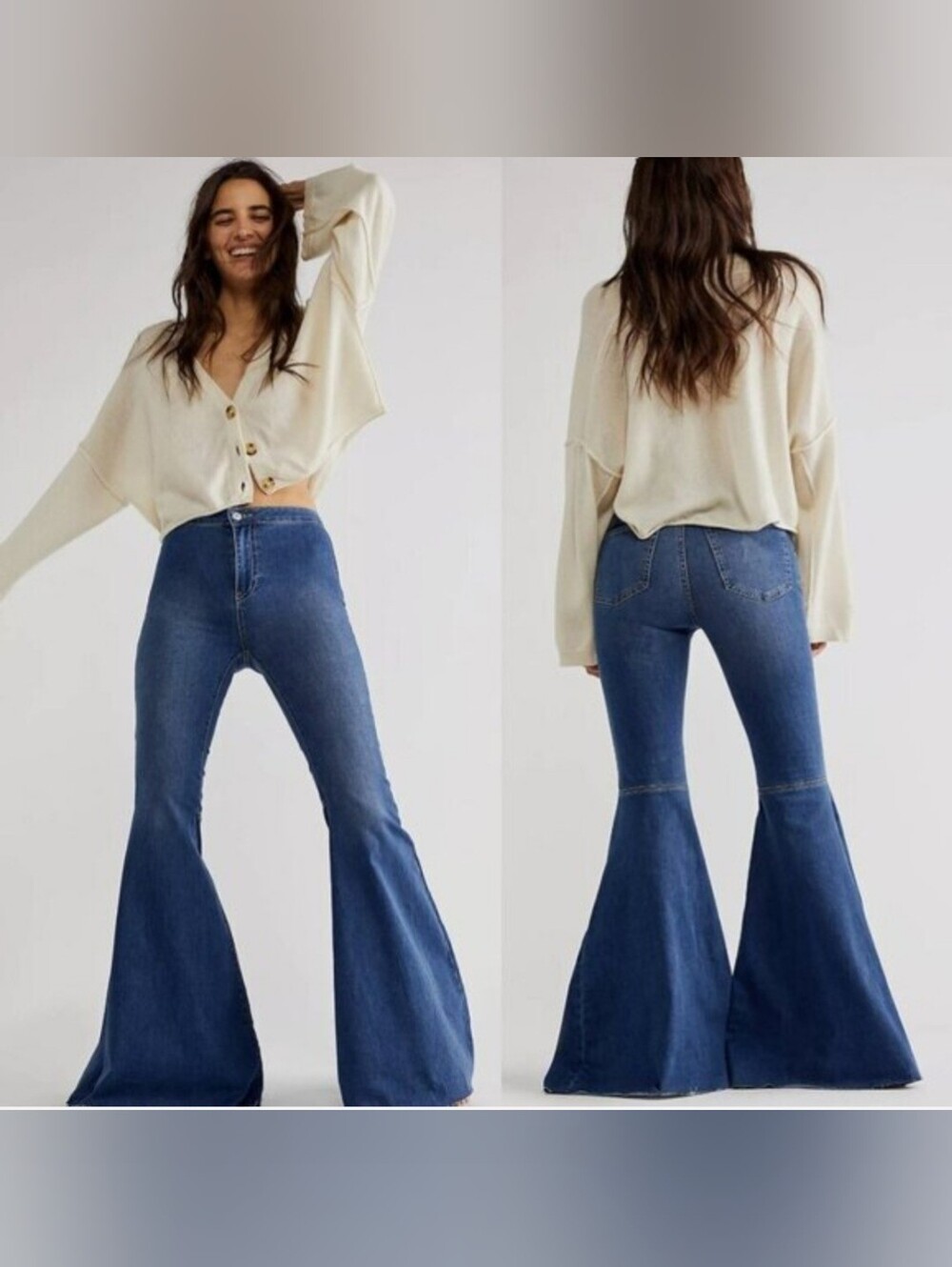 Free People We The Free High Rise Just Float On Flare Jeans Raw Hem Size 30